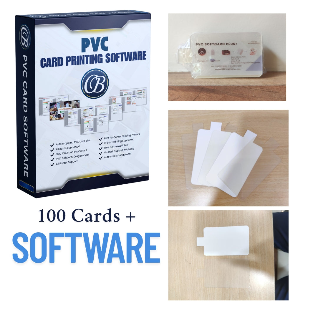 PVC card Printing Software (1 Year License) + 100 PVC cards | PVC softcards For Epson & Canon Printers