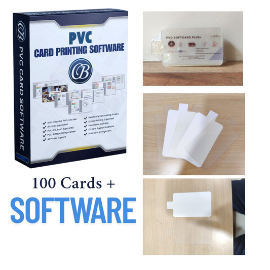 PVC card Printing Software (1 Year License) + 100 PVC cards | PVC softcards For Epson & Canon Printers