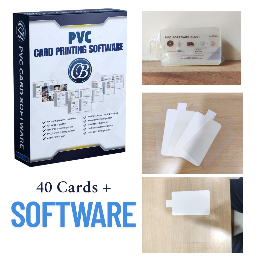 PVC card Printing Software (1 Month License)+ 40 Softards Hard coating ...
